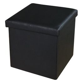 Pouf Contenitore Monocolore in Pvc 35x35cm/H34,5cm Nero