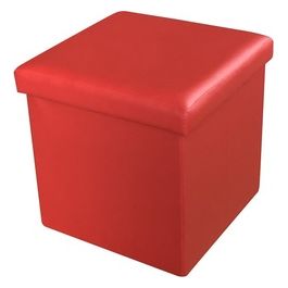 Pouf Contenitore Monocolore in Pvc 35x35cm/H34,5cm Rosso