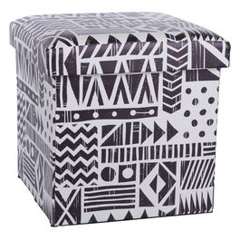 Pouf Contenitore Nairobi in Similpelle 36x36cm/H36cm Bianco/Nero