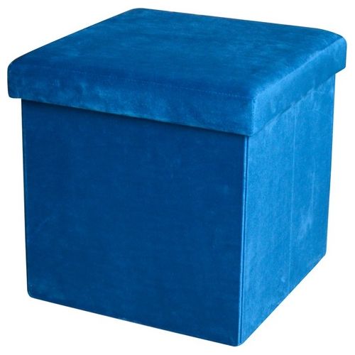 Pouf pieghevole in velluto 35x35x34,5 blu