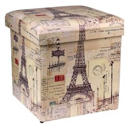 Pouf pighevole Arc Tour Eiffel 36x36x36 grigio beige