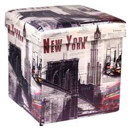 Pouf pighevole City New York 36x36x36 bianco nero