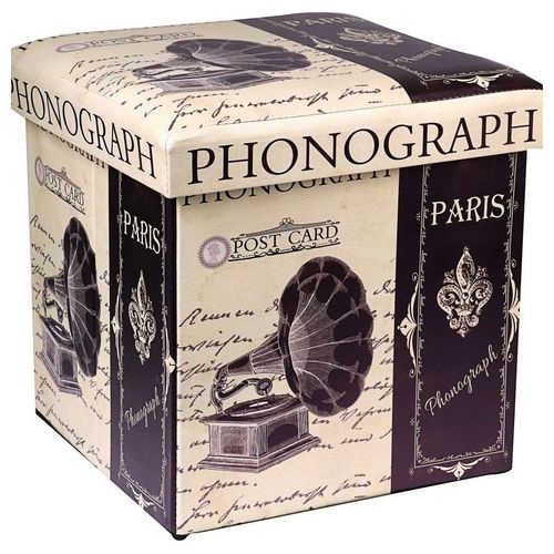 Pouf pighevole Phonograph 36x36x36 bianco nero