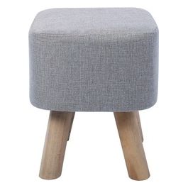 Pouf Quadrato Ares in Poliestere con Gambe in Legno 28x28cm/H36cm Grigio