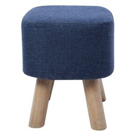 Pouf Quadrato Ares in Poliestere con Gambe in Legno 28x28cm/H36cm Blu