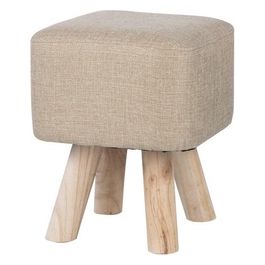 Pouf Quadrato Ares in Velluto con Gambe in Legno 28x28cm/H36cm Grigio