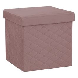 Pouf Quadrato con Coperchio Simphlic in Velluto 35x35cm/H34,5cm Rosa