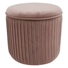 Pouf Rotondo con Coperchio Leon in Velluto 38x38cm/H35cm Rosa