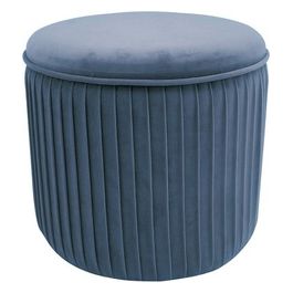 Pouf Rotondo con Coperchio Leon in Velluto 38x38cm/H35cm Blu