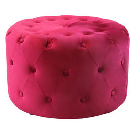 Pouf Rotondo In Velluto Bordeaux