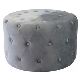 Pouf Rotondo In Velluto Grigio Scuro