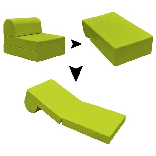 Pouf trasformabile in chaise longue Petra A08 in ecopelle verde 59x72x53