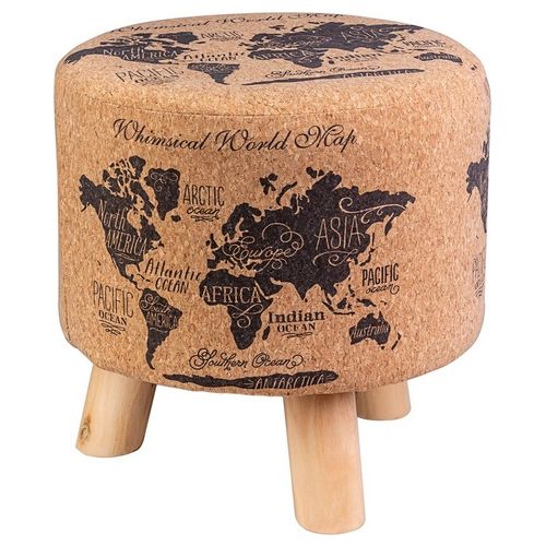 Pouf World con gambe in legno 30x30x30 marrone