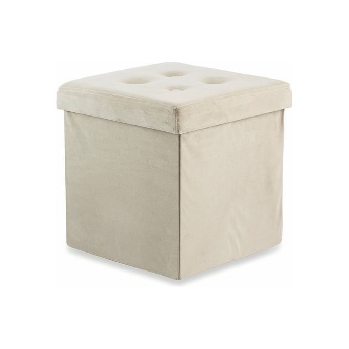 Galileo Pouff Contenitore Velluto Beige 37.5X37.5X38 Cm