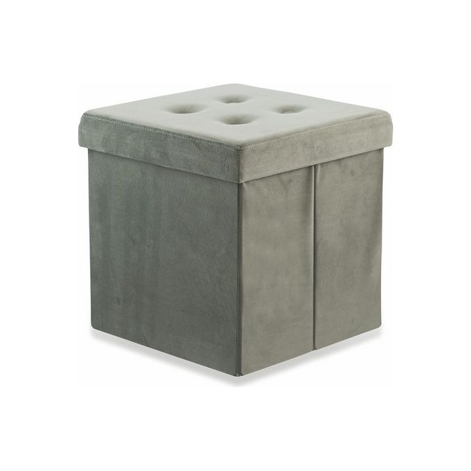 Galileo Pouff Contenitore Velluto Grigio 37.5X37.5X38 Cm