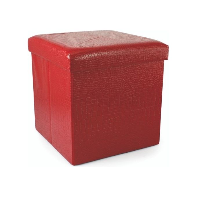 Galileo Pouff Pieghevole Mdf/Pu Coccodrillo Rosso 38X38X38 Cm