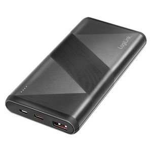 Logilink Power Bank 10000 mAh 1 Usb-A QC (QuickCharge 3.0) e 1 Usb-C PD (Power Delivery 2.0) con cavo 2 in 1 Nero