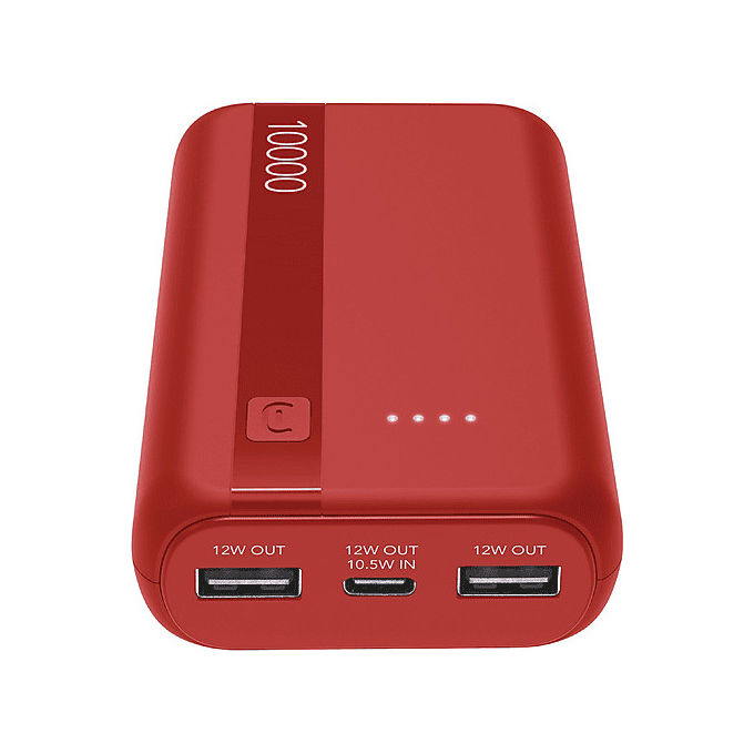 Cellularline PBENTRYCOL10000R Essential Power Bank 10000 mAh USB-C 10,5 W 2 USB-A 12 W LED colore Rosso