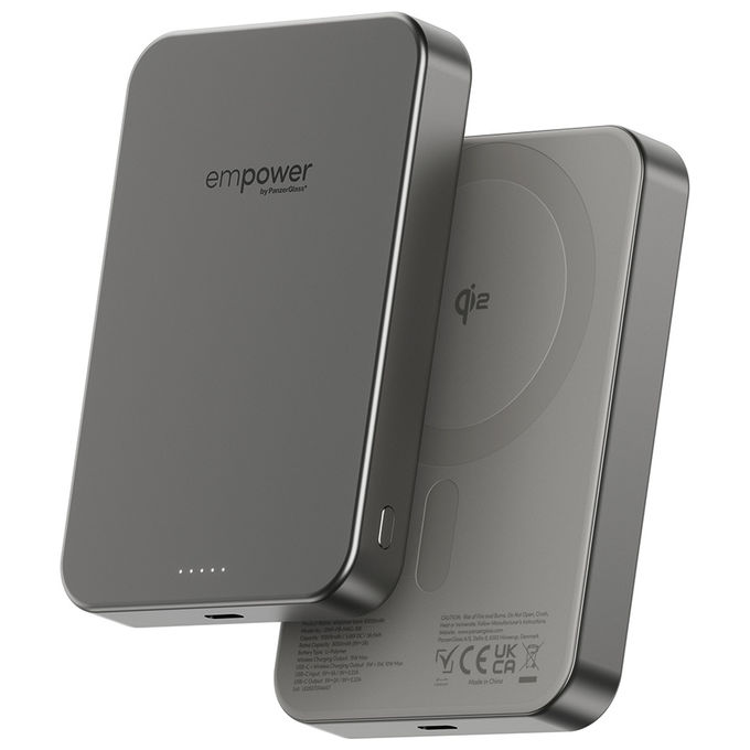 PanzerGlass EM77942 empower Bank Powerbank 10000 mAh USB-C Ricarica Wireless 15 W colore Titanio