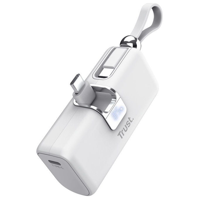 Trust 26105 Pacto Powerbank 5000 mAh Power Delivery 20W USB-C Display integrato colore Bianco