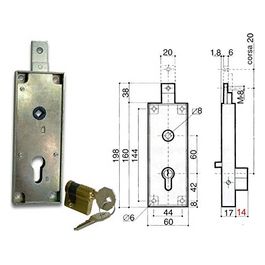 6567-0810 Serratura per Basculante Mz Cilindro 60mm