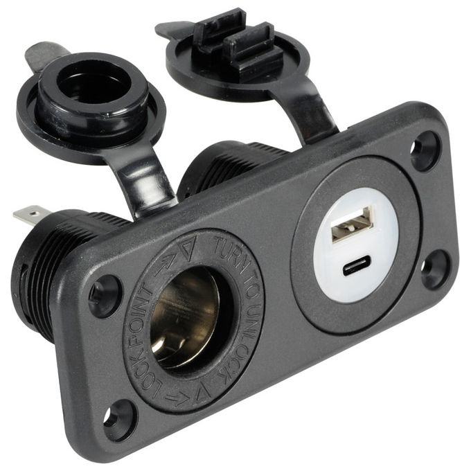 Image of Presa Accendisigari Usb-a Usb-c Nera