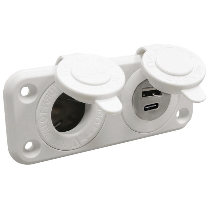 Image of Presa Accendisigari Usb-a Usb-c Bianca