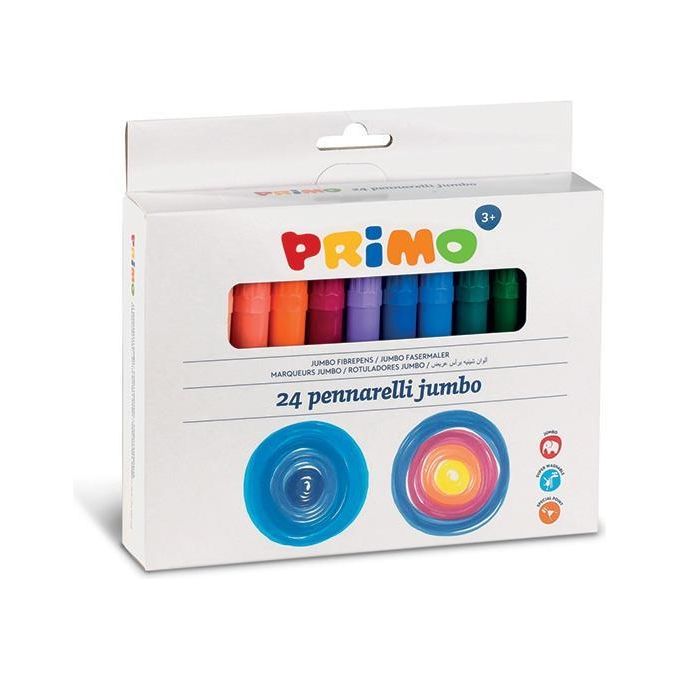 Primo Confezione 24 Pennarelli Jumbo Punta Conica Assortiti