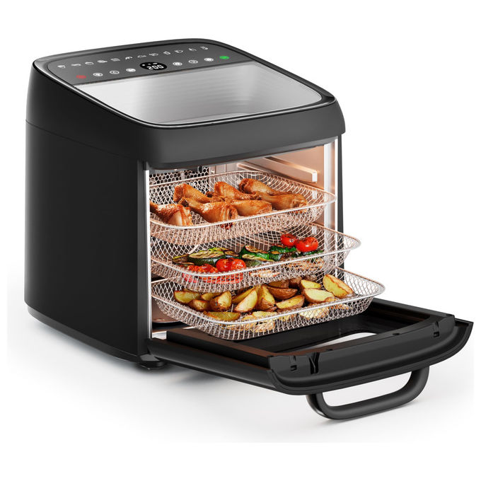 PRINCESS 182494 Friggitrice Aria FRIGGITRICE AD ARIA, capacità 12,6 l, Max potenza 1800 W, 12 programmi, da 30 °C a 200 °C, Nero/Plastica