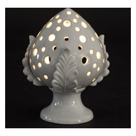 Pumo bianco piccolo porta t-light in ceramica h. 14,5 cm, Pumi