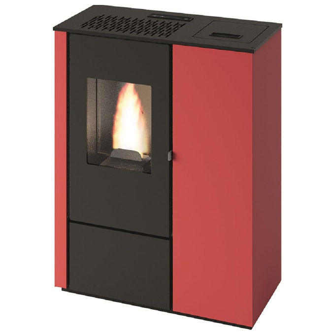 Punto Fuoco 8029728034045 Stufa a Pellet Slim Aurora 8 Kw Rossa Con Telecomando 5 Stelle