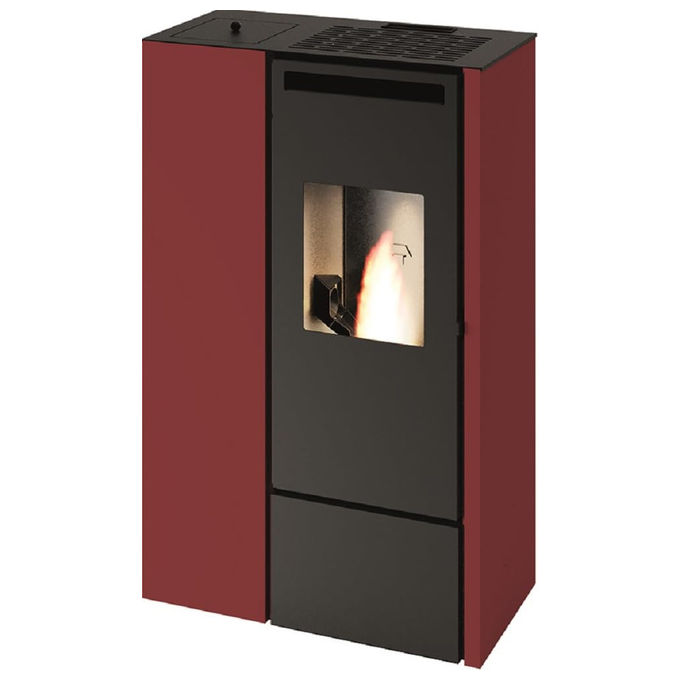 Punto Fuoco 8029728033987 Stufa a Pellet Canalizzata Clelia 11kW Slim Acciaio Rosso