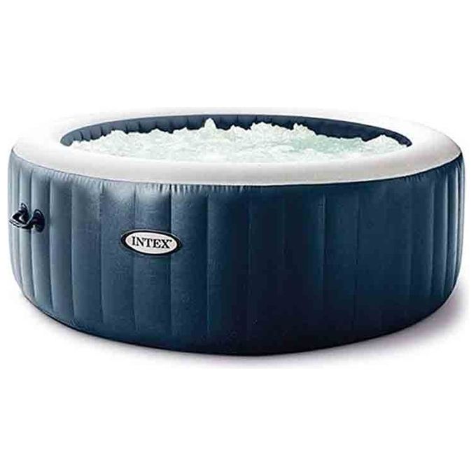 Intex 28430EX PureSpa Vasca Idromassaggio Gonfiabile Bubble Massage 4 posti 140 Getti Riscaldatore PVC Blu Navy 196x71 cm Con Accessori 4 posti Blu Navy