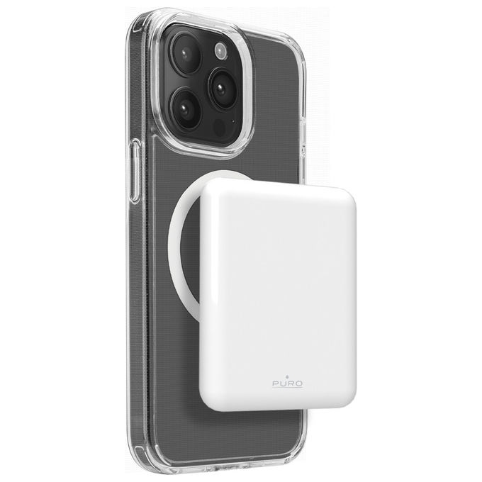 Puro 8018417466823 Power Bank Magnetico 5000 mAh Ricarica Wireless Bianco
