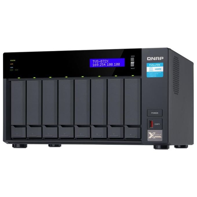 Qnap TVS-872X-I3-8G Server NAS e di Archiviazione Tower Collegamento Ethernet LAN Nero i3-8100T