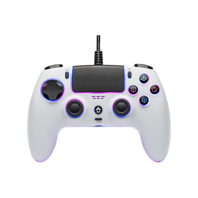 Qubick COP50016 Controller Cablato per PS5 e PC USB-C RGB Hall Effect Touchpad Vibrazione Doppio Motore colore Bianco