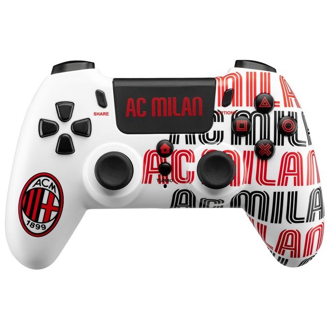 Image of Qubick Gamepad Cop40001 Special Edition per Playstation 4 Bianco e Rosso con Design AC Milan