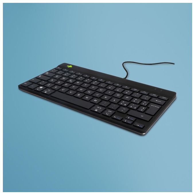 R-Go Tools RGOCOITWDBL R-Go Compact Break Tastiera Ergonomica Cablata USB-C QWERTY Italiano con Software Break LED Integrato colore Nero