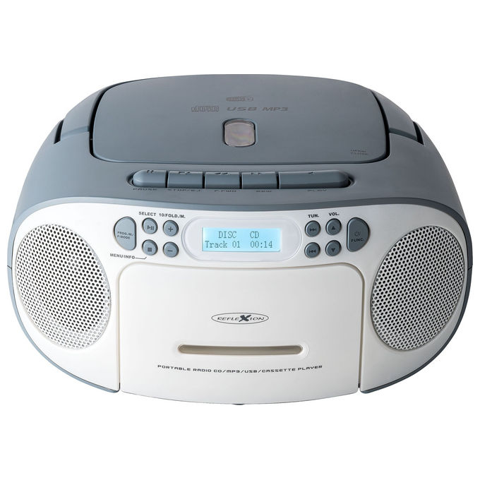 Reflexion RCR2260DAB Radio Lettore CD DAB+ FM 24 W Lettore Cassette Display LCD Blu Bianco