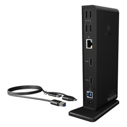 Raidsonic ICY BOX IB-DK2251AC Docking Station USB 3.0 e USB-C con 2 HDMI Hub USB a 6 vie LAN Audio con Supporto Nero