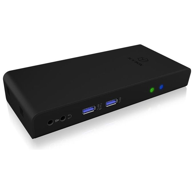 Raidsonic ICY BOX IB-DK2251AC Docking Station USB 3.0 e USB-C con 2 HDMI Hub USB a 6 vie LAN Audio con Supporto Nero