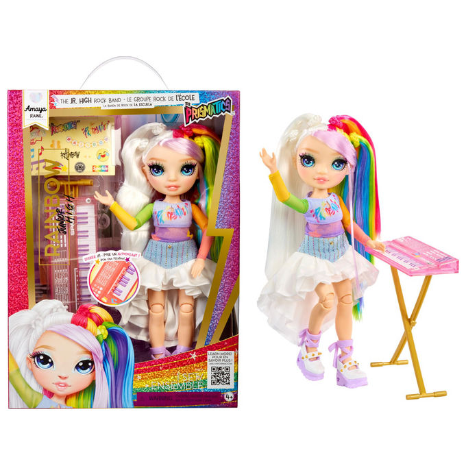 Rainbow High Bambola Fashion Amaya Rock Band Junior High 23 cm con Tastiera e Adesivi