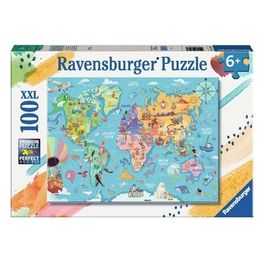 Puzzle da 100 Pezzi Xxl - Mappa Del Mondo