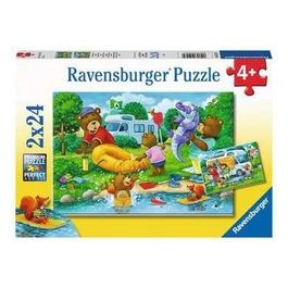 Ravensburger Puzzle 2x24 Pezzi Famiglia di Orsi va in Campeggio