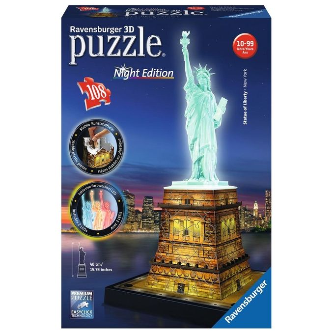 Ravensburger Puzzle 3D Building Night Edition Statua della Liberta' New York