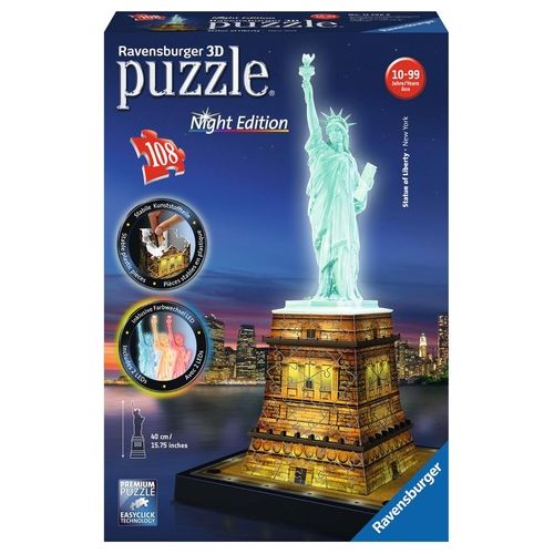 Ravensburger Puzzle 3D Building Night Edition Statua della Liberta' New York