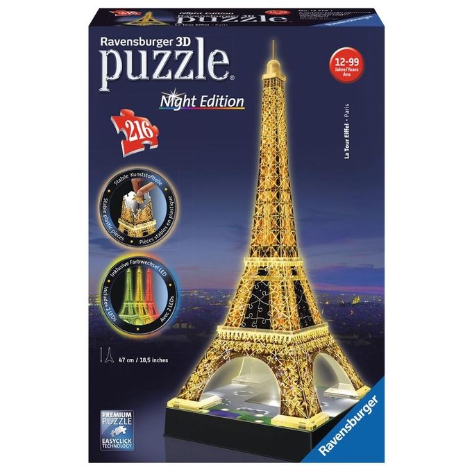 Ravensburger Puzzle 3D Tour Eiffel Night Special Edition Building con Led 216 Pezzi