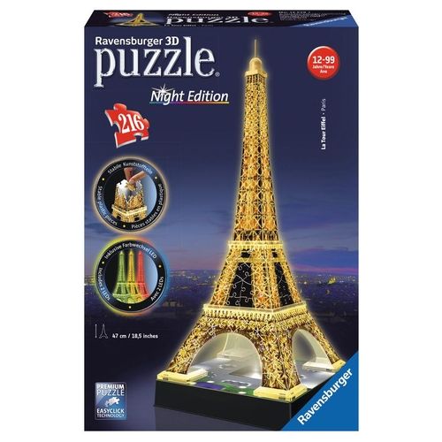 Ravensburger Puzzle 3D Tour Eiffel Night Special Edition Building con Led 216 Pezzi