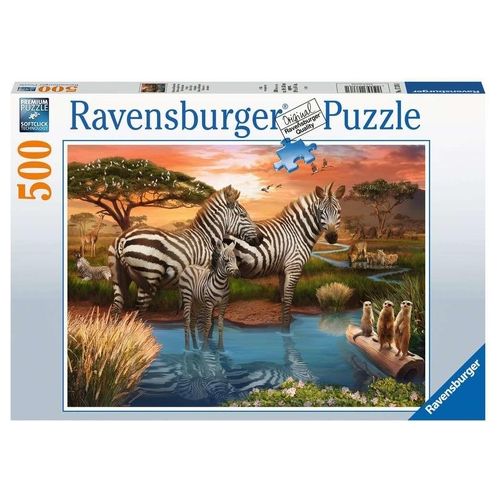 Ravensburger Puzzle da 500 Pezzi Zebre alla Pozza d'Acqua