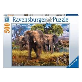 Ravensburger Puzzle 500 Pezzi Famiglia di Elefanti